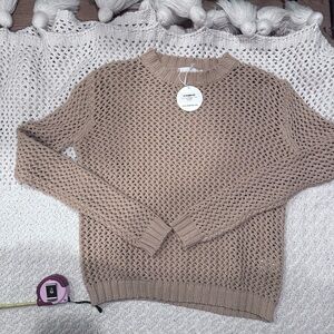 NEW ISALIS ELVIA CROCHET/SWEATER IN SAND TAN SMALL Women's